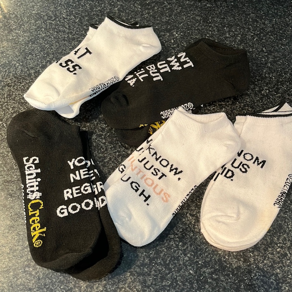 Set of 5 Pairs of Schitts Creek Socks with Cute and Hilarious Quotes!